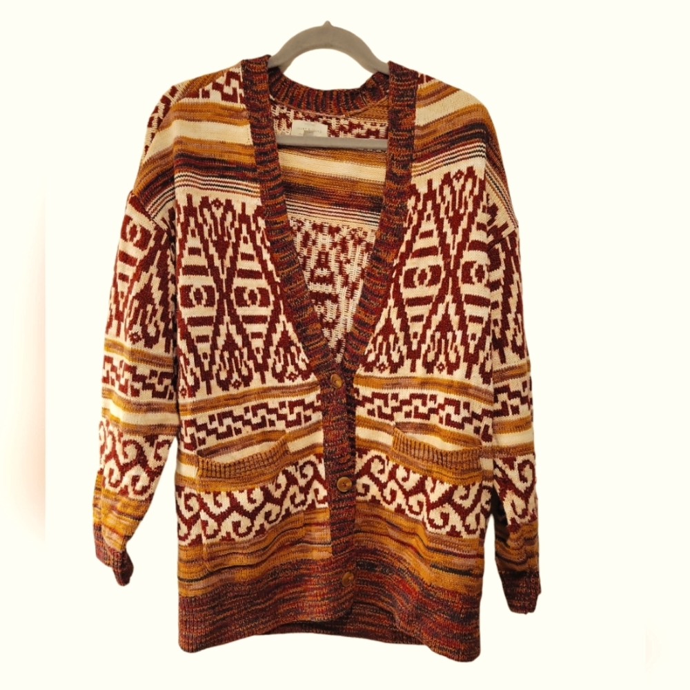 Lucky Brand, Cardigan Sweater, Oversized, V-Neck, 3 Buttons Front, Women's sz Lg